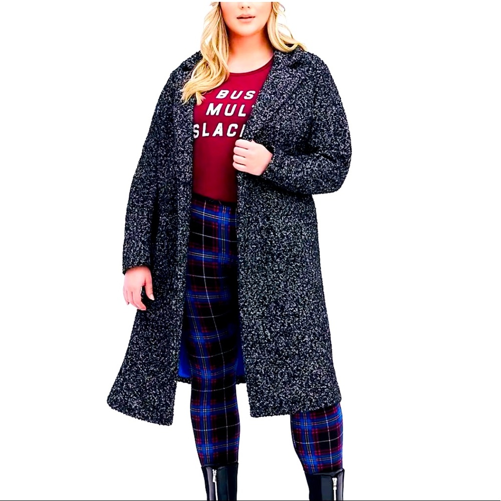 Torrid Black & White Boucle Statement Coat